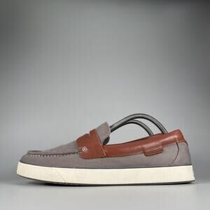 Cole Haan Nantucket 2.0 Men's 8.5 M Gray Canvas Slip On Penny Loafer Dress Shoes